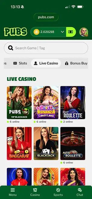 Pubs Casino mobile screenshot #3 Mobile Screenshot image #3 for Pubs Casino