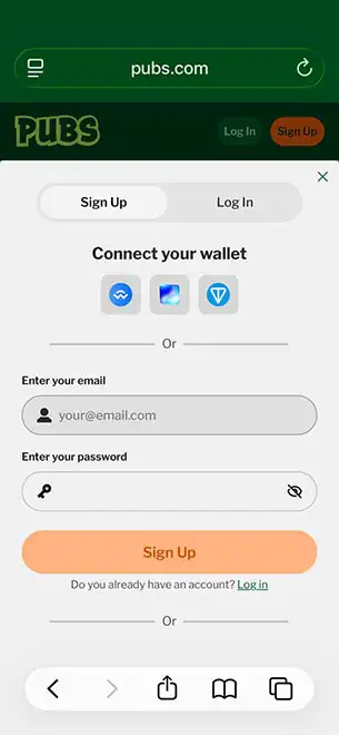Pubs Mobile Casino Registration - Web 3 Enabled KYC Mobile Screenshot for Pubs Casino