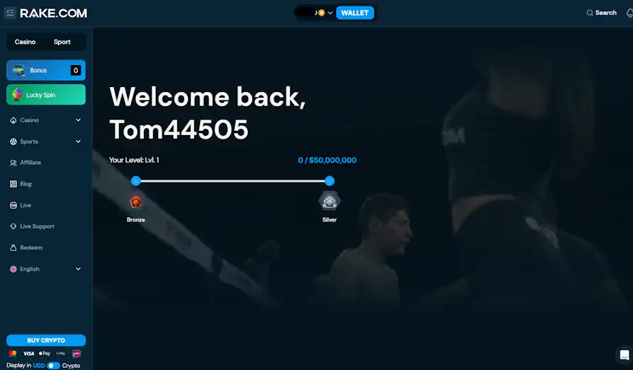 Rake welcome Landscape screenshot image #1 for Rake Casino