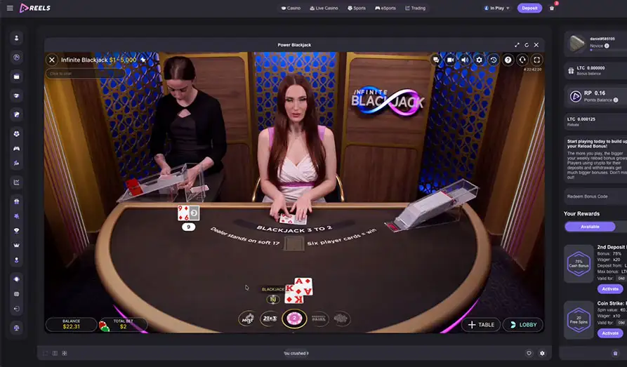 Reels IO Infinity Blackjack Screenshot image #2 for Reels IO Casino