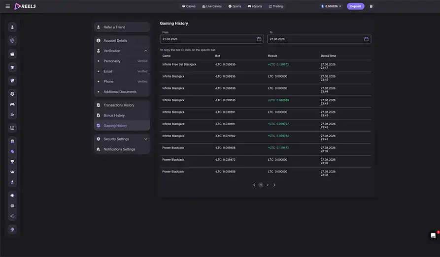 Reels IO Gaming History Landscape screenshot image #1 for Reels IO Casino