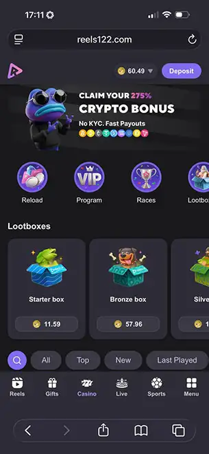 Reels IO Casino mobile screenshot #1 Mobile Screenshot image #1 for Reels IO Casino