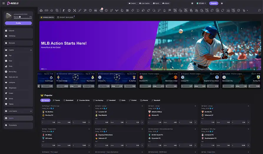 Reels IO Sportsbook Landscape screenshot image #1 for Reels IO Casino