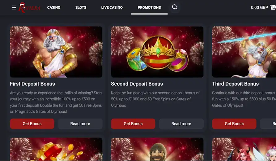 Riviera Casino bonuses Landscape screenshot image #1 for Riviera Casino