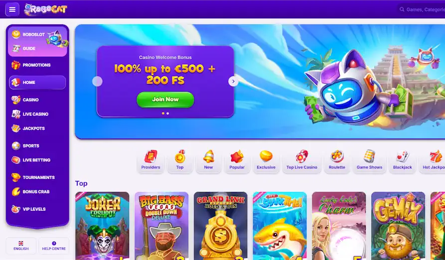 RoboCat Casino home Main screenshot image for RoboCat Casino
