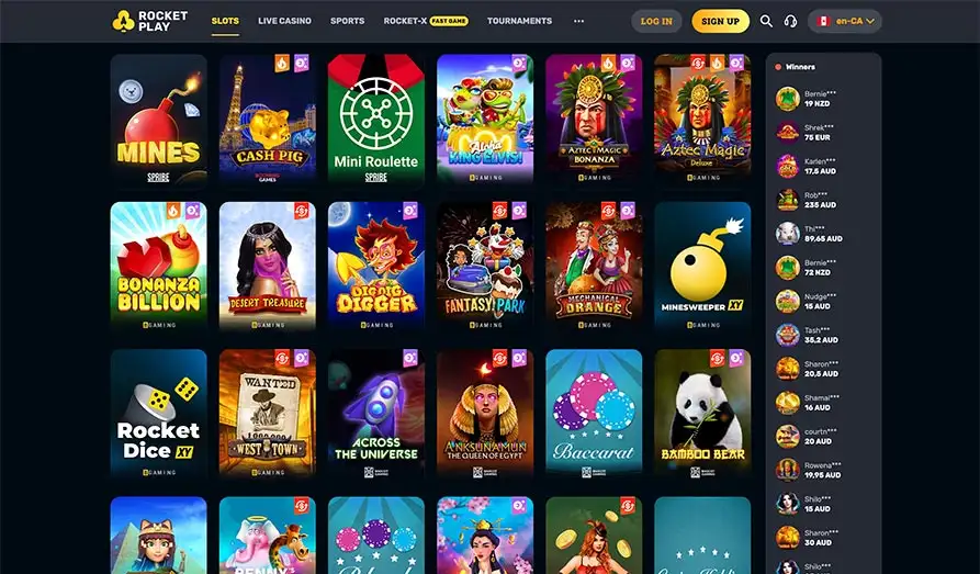Landscape screenshot image #1 for Rocket Play Casino