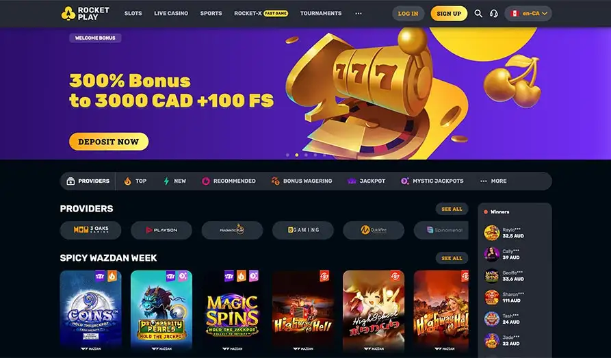Main screenshot image for Rocket Play Casino
