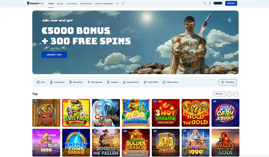 Main screenshot image for Rocket Spin Casino
