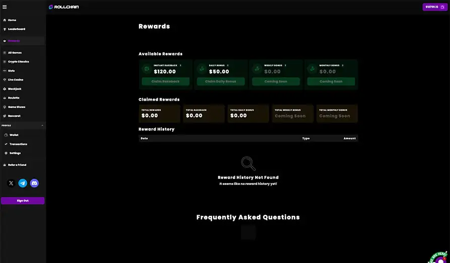 Landscape screenshot image #1 for Rollchain Casino