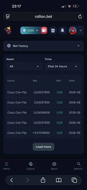 Rollion Casino mobile screenshot #5 Mobile Screenshot image #5 for Rollion Casino