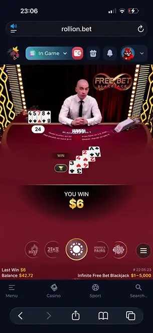 Rollion Casino mobile screenshot #4 Mobile Screenshot image #4 for Rollion Casino