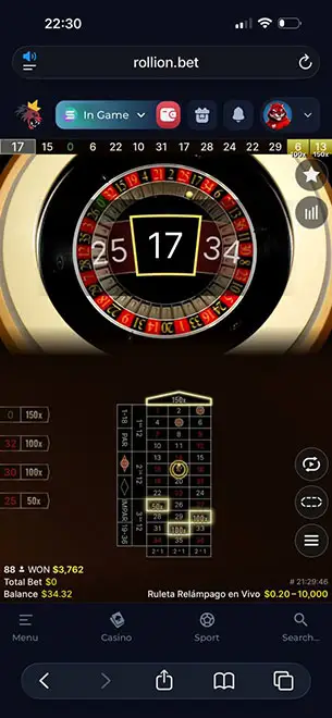 Rollion Casino mobile screenshot #2 Mobile Screenshot image #2 for Rollion Casino