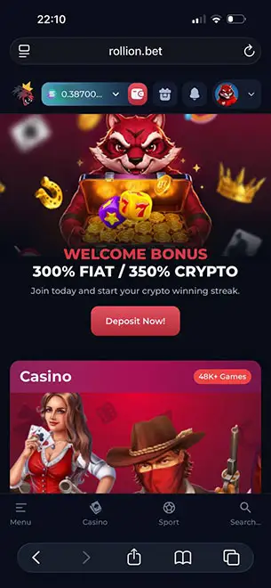 Rollion Casino mobile screenshot #1 Mobile Screenshot image #1 for Rollion Casino