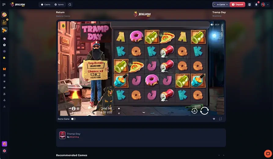 Rollion Bet - Tramp Day Landscape screenshot image #1 for Rollion Casino