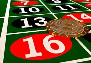 Roulette table with Bitcoin bet