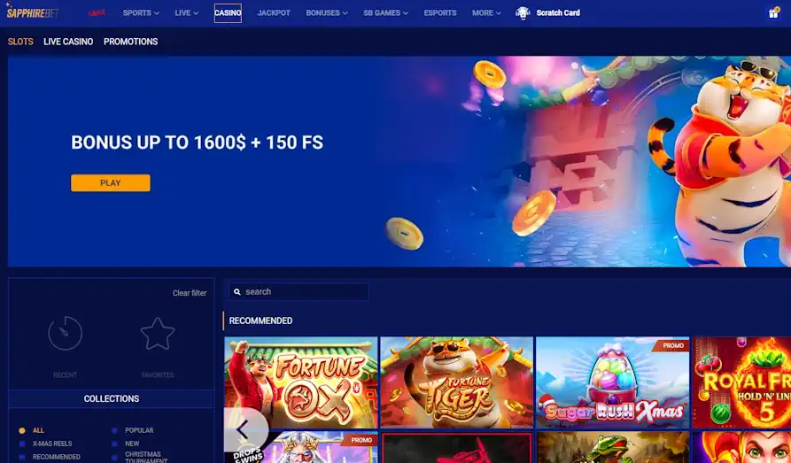 Sapphire Bet bonus and free spins Landscape screenshot image #1 for Sapphire Bet Casino