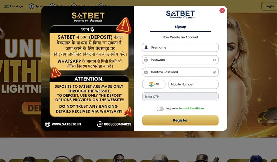 Satbet - Quick Registration KYC Landscape screenshot image for Sat Bet Casino
