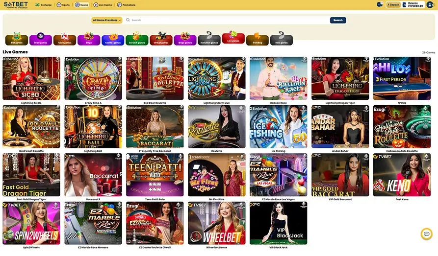 Satbet Live Casino Games Landscape screenshot image #1 for Sat Bet Casino
