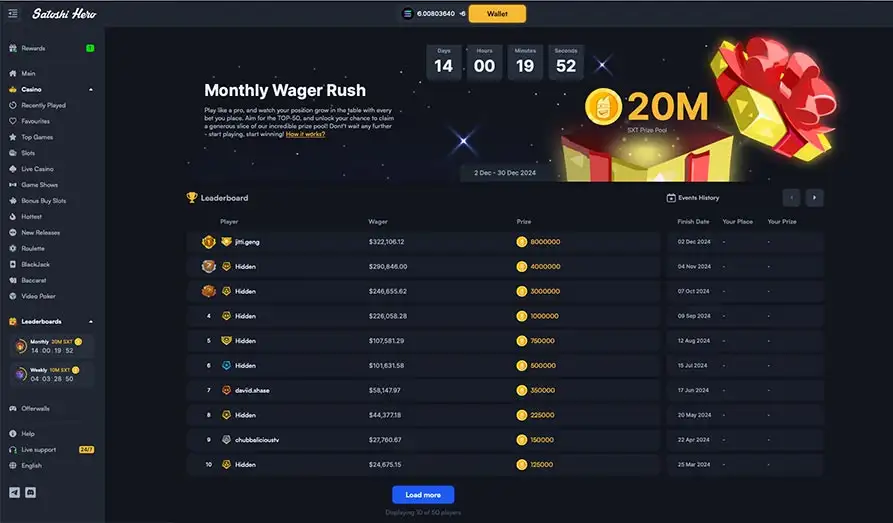 Landscape screenshot image #1 for Satoshi Hero Casino
