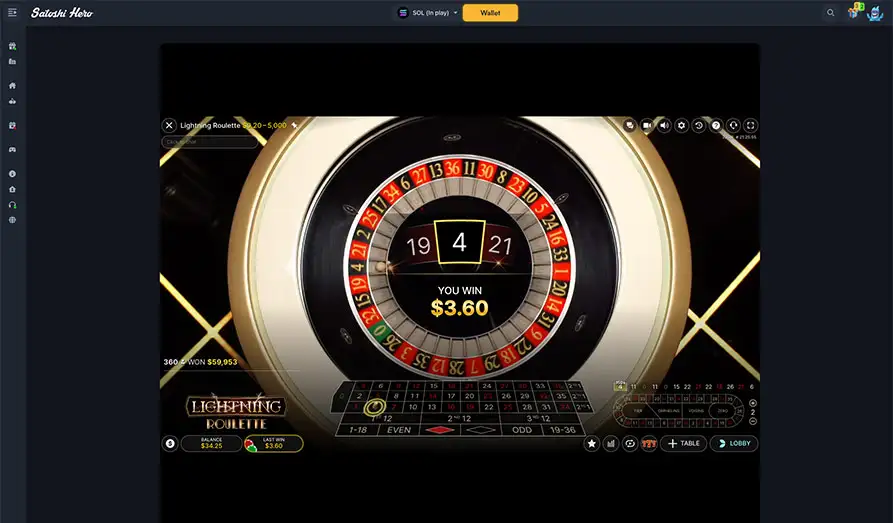 Satoshi Hero Live Casino Small Win Screenshot image #2 for Satoshi Hero Casino