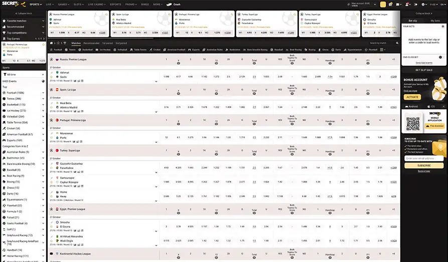 Secret Bet Football Matches Landscape screenshot image #1 for Secret Bet Casino