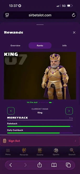Sir Betalot - King Reward Rank KYC Mobile Screenshot #2 for Sir Betalot