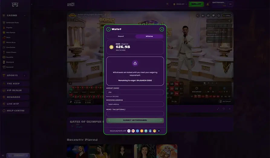 Sir Betalot Turnover Requirements Displayed Clearly KYC Screenshot #2 for Sir Betalot