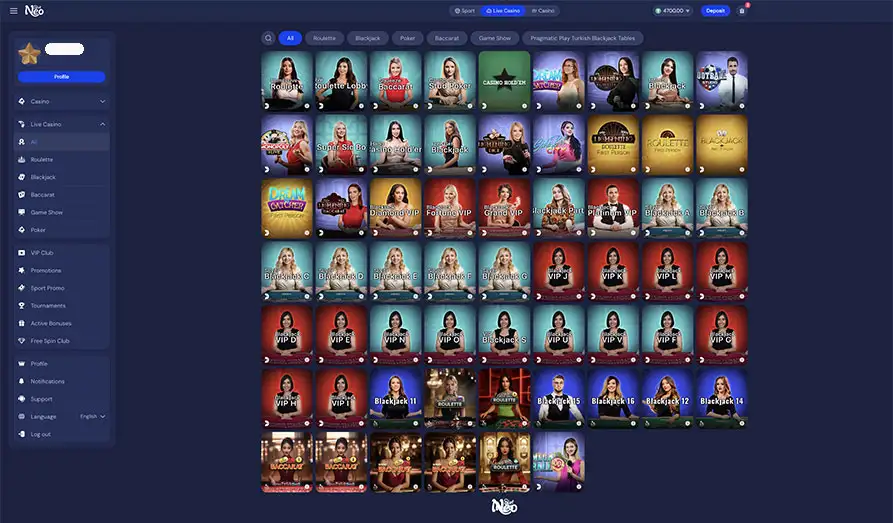 Slot Neo Live Casino Games Landscape screenshot image #1 for Slot Neo Casino