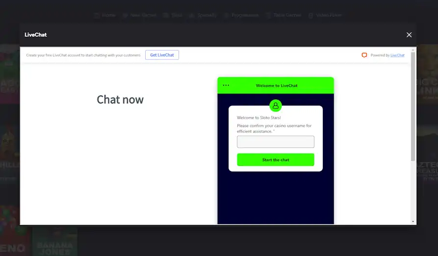 SlotoStars live chat Landscape screenshot image #1 for SlotoStars Casino