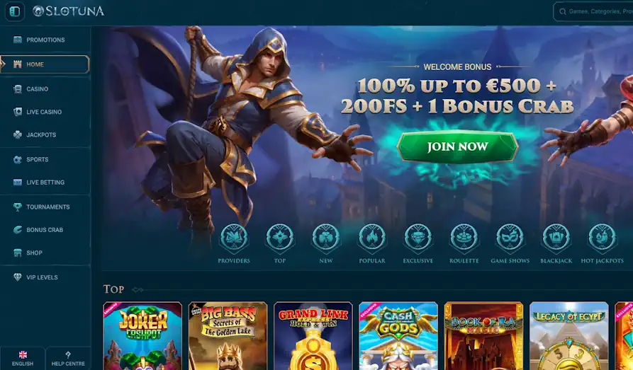 Main screenshot image for Slotuna Casino