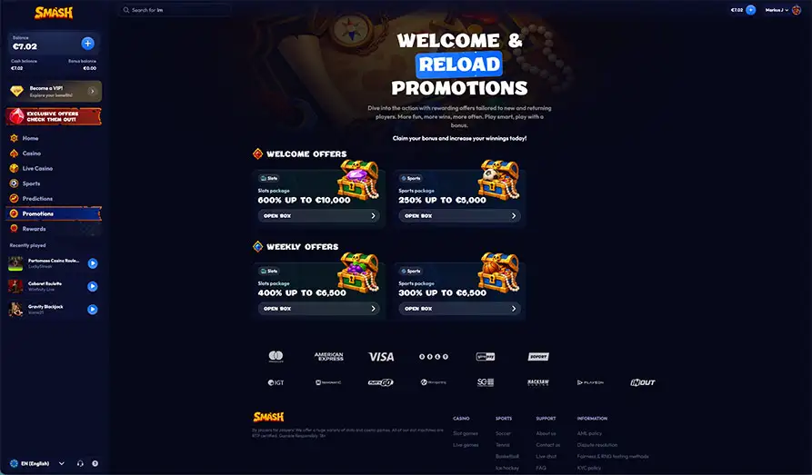 Smash Casino Bonus Landscape screenshot image #1 for Smash Casino