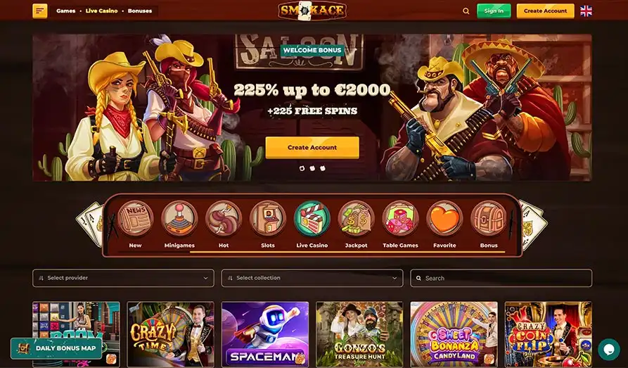 Main screenshot image for Smokace Casino