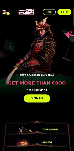 Mobile Screenshot image #1 for Spin Samurai Casino