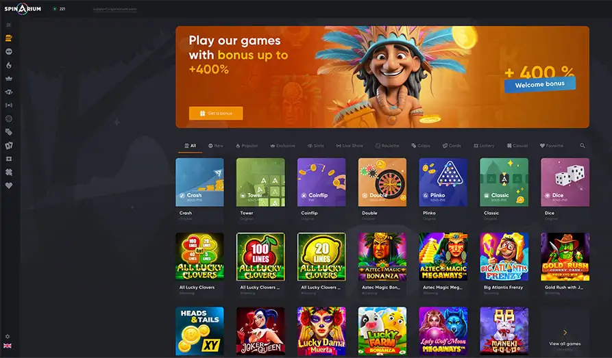 Main screenshot image for Spinarium Casino
