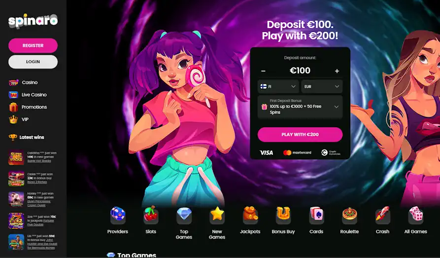 Spinaro home Main screenshot image for Spinaro Casino