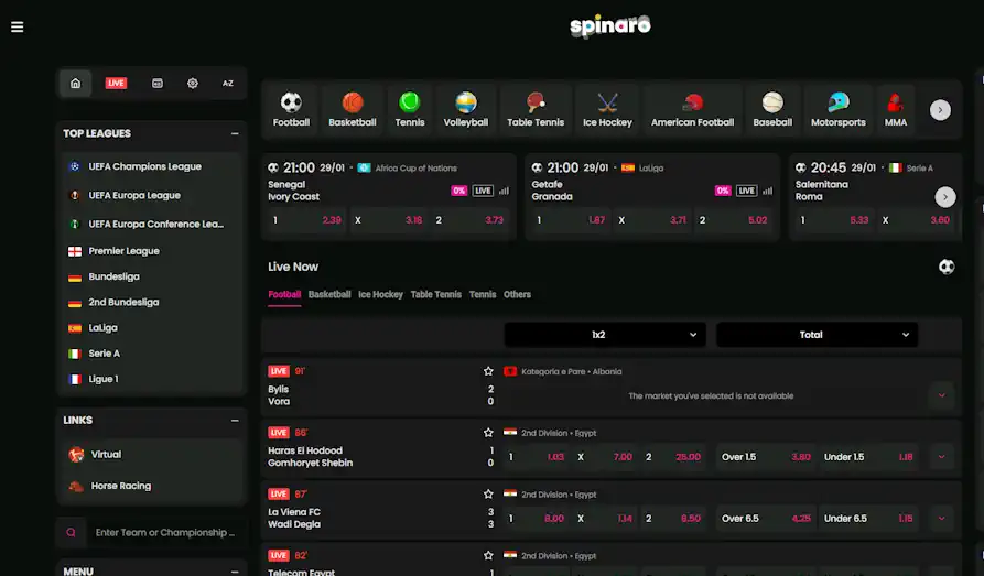 Spinaro sports Screenshot image #3 for Spinaro Casino