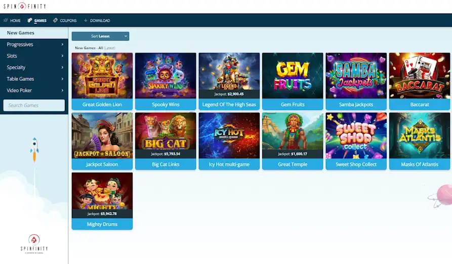 Landscape screenshot image #1 for Spinfinity Casino