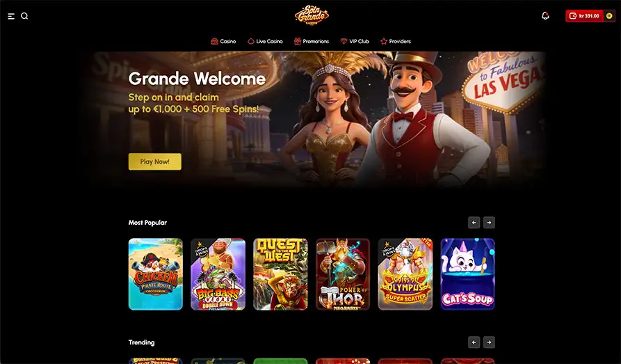 Main screenshot image for Spin Grande Casino
