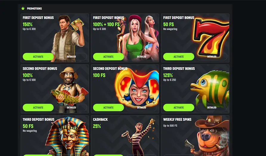 Spin Green bonuses Screenshot image #2 for Spin Green Casino