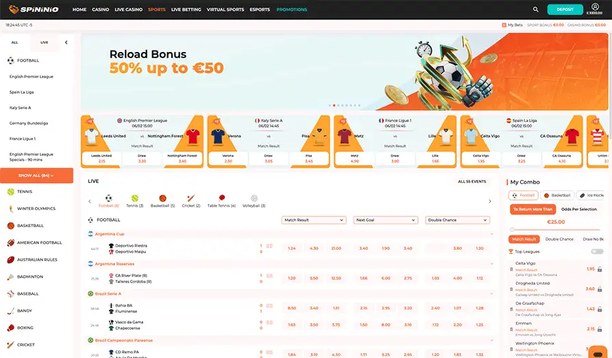Spininio Sportsbook Landscape screenshot image #1 for Spininio Casino