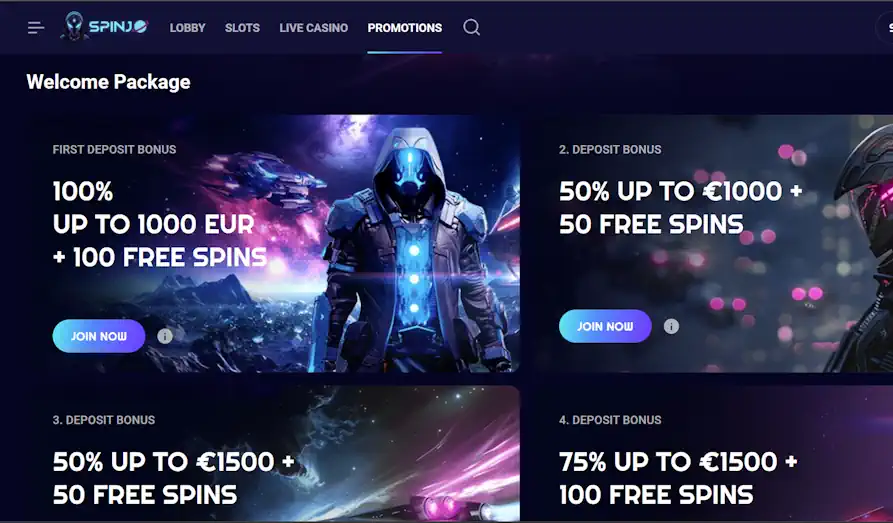 Landscape screenshot image #1 for Spinjo Casino