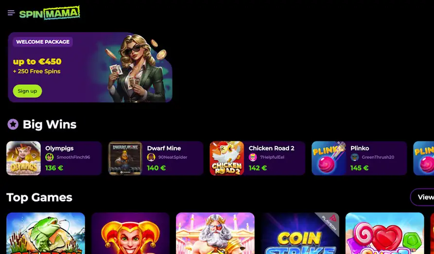 Spin Mama home Main screenshot image for Spin Mama Casino
