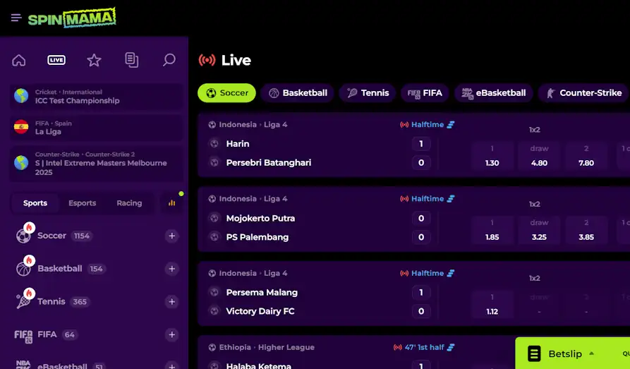 Spin Mama sports Screenshot image #2 for Spin Mama Casino