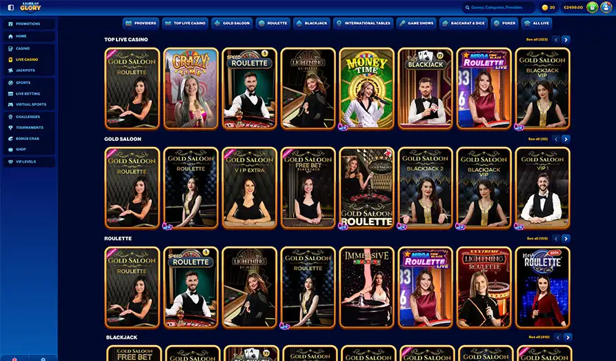 Spins of Glory Live Casino Games Landscape screenshot image #1 for Spins Of Glory Casino