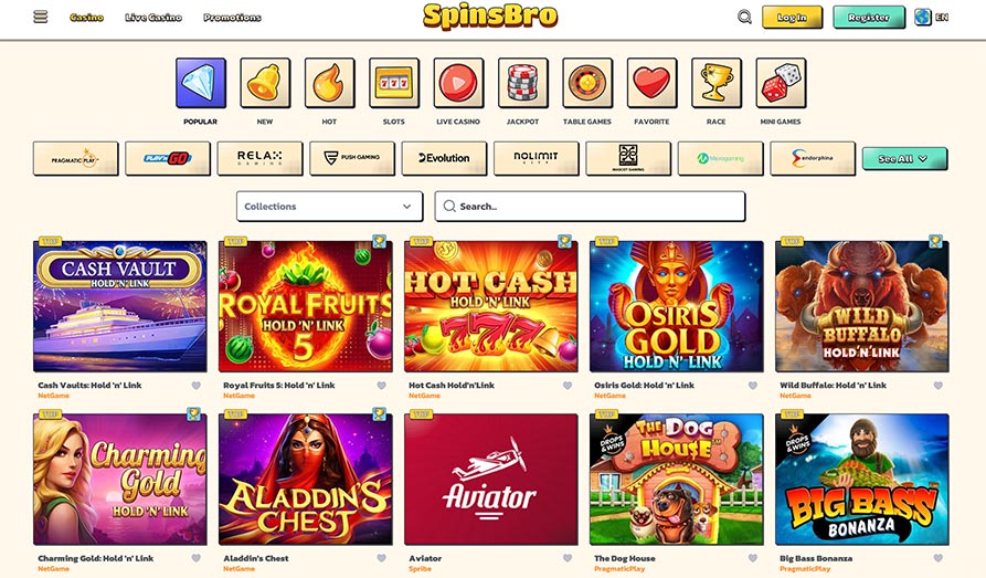 Screenshot image #1 for Spinsbro Casino