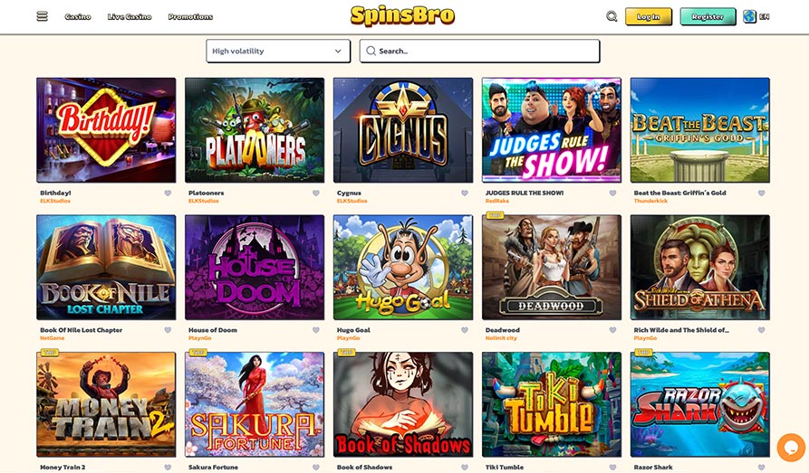 Screenshot image #2 for Spinsbro Casino