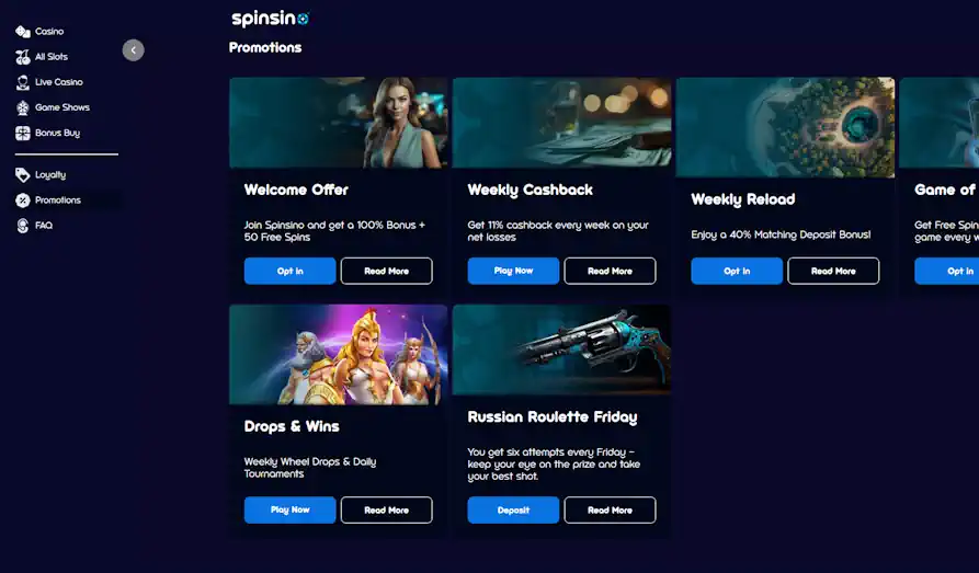 Spinsino promos Landscape screenshot image #1 for Spinsino