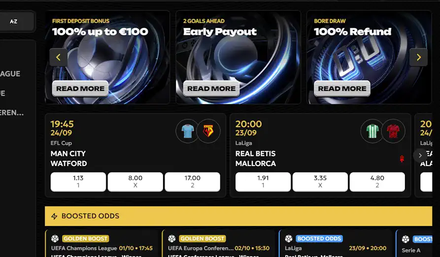 Spinsy Casino sports betting Screenshot image #2 for Spinsy Casino