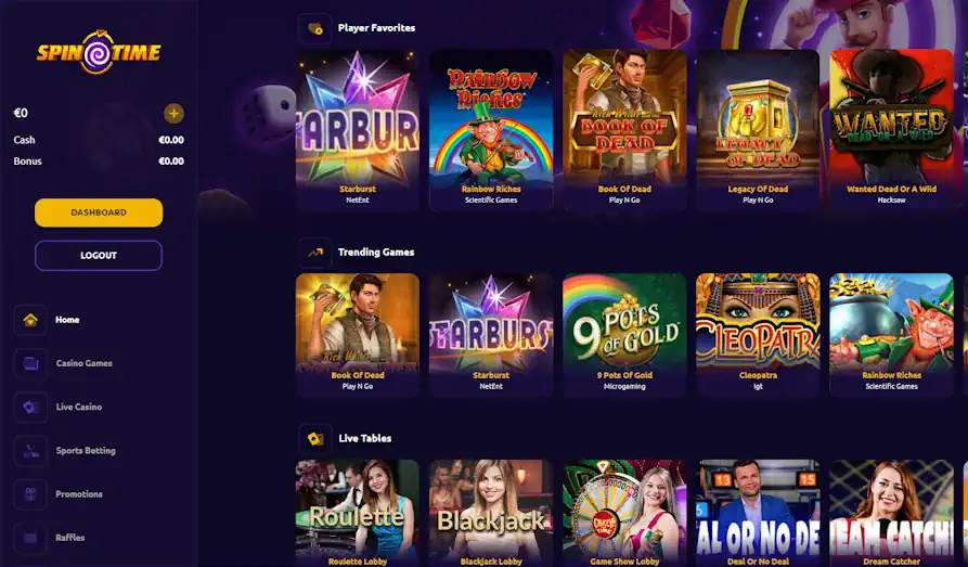 Screenshot image #1 for SpinTime Casino