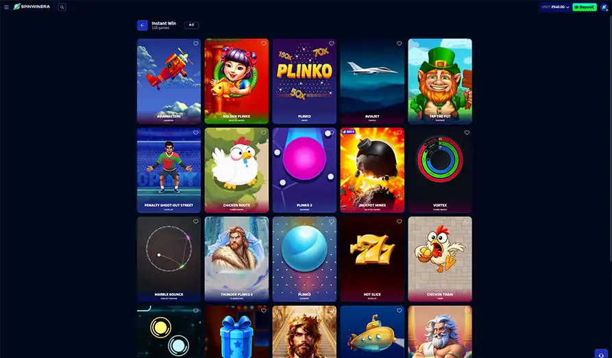 Spin Winera Casino Crash Games Landscape screenshot image #1 for Spin Winera Casino